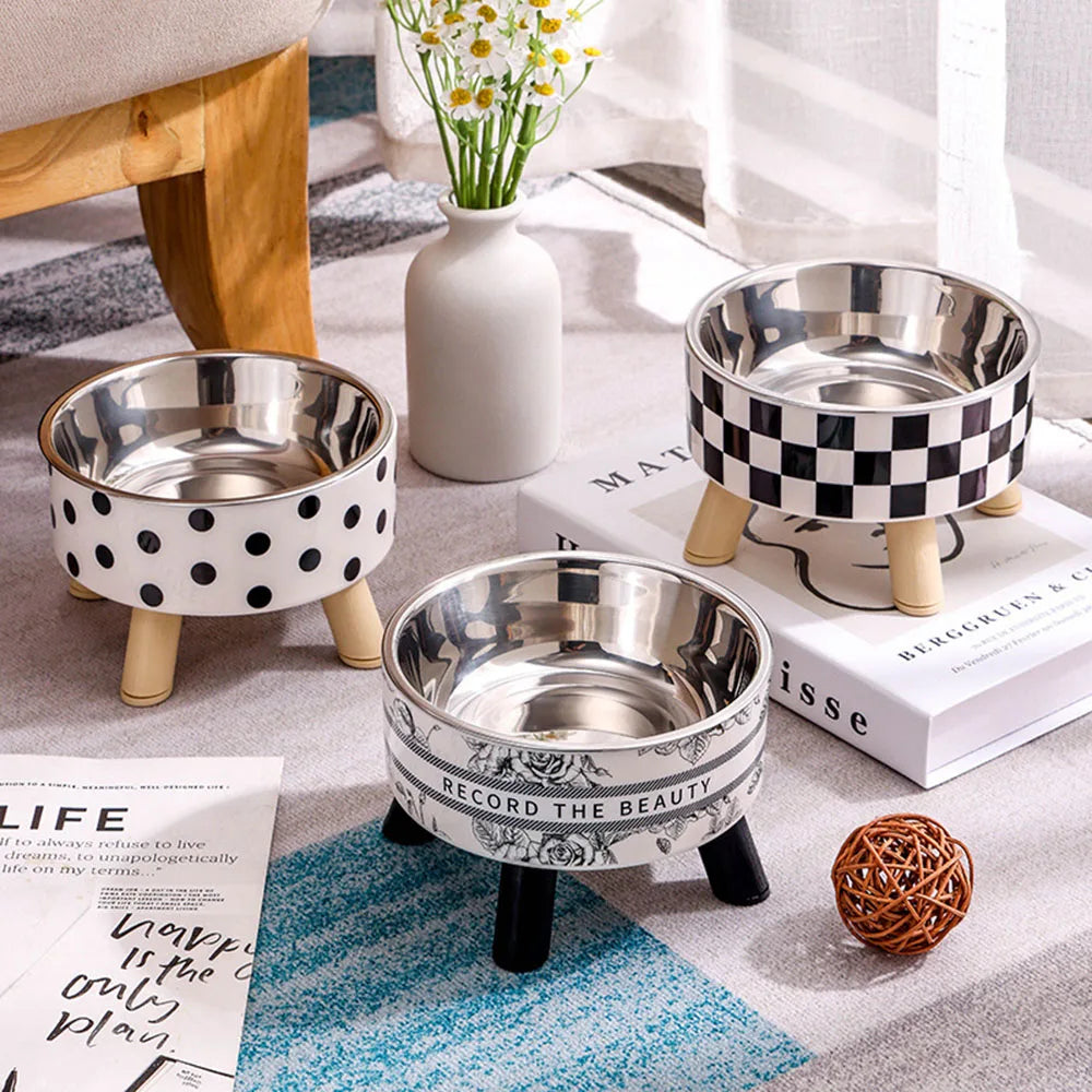Stainless Steel Elevated Pet Bowls - Cat Dog Food Water Dishes, Raised Feeding Bowls for Pets