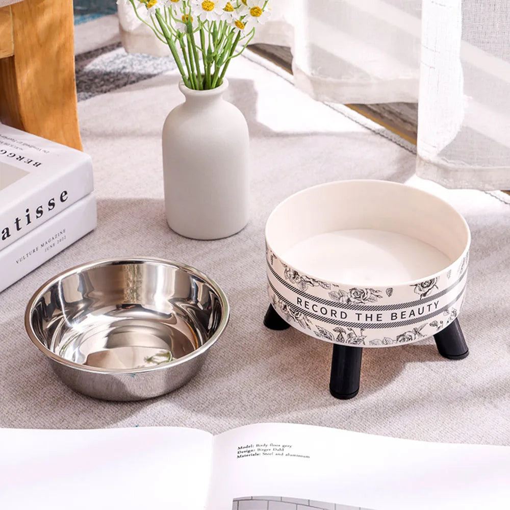 Stainless Steel Elevated Pet Bowls - Cat Dog Food Water Dishes, Raised Feeding Bowls for Pets